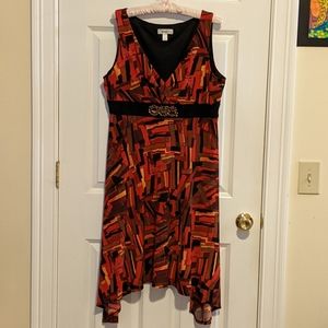 New Dressbarn Women's Brunt Orange & Black Dress Size 16